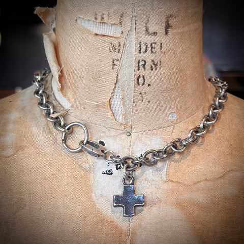 Sterling Silver Industrial Cross Necklace