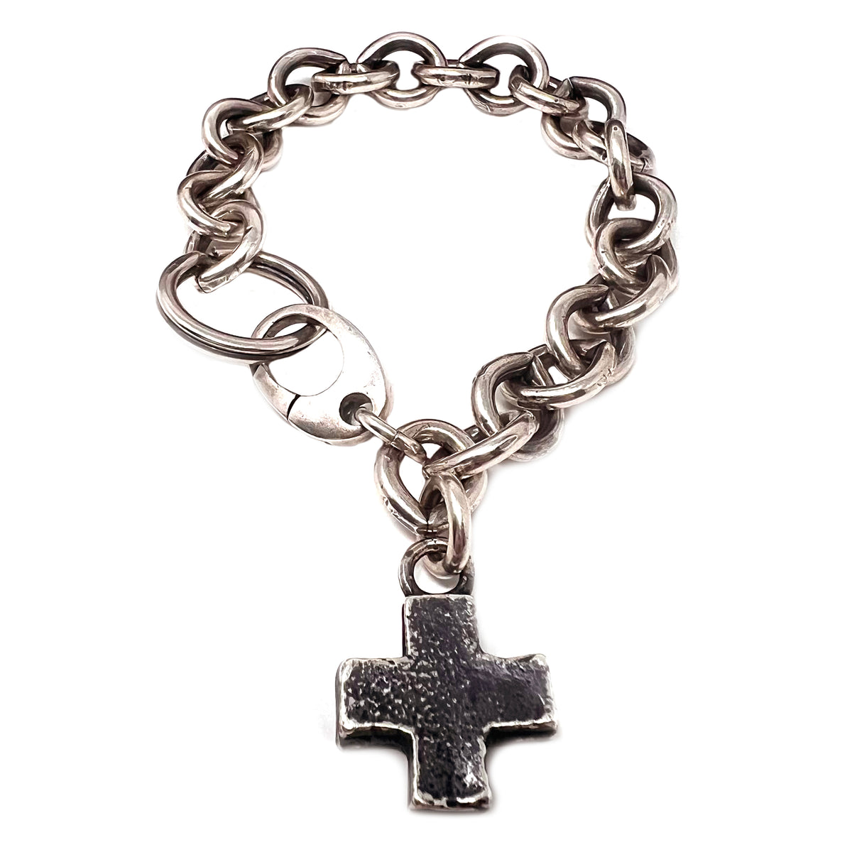 Sterling Silver Plus Sign Square Cross Bracelet | Handcrafted Jewelry ...