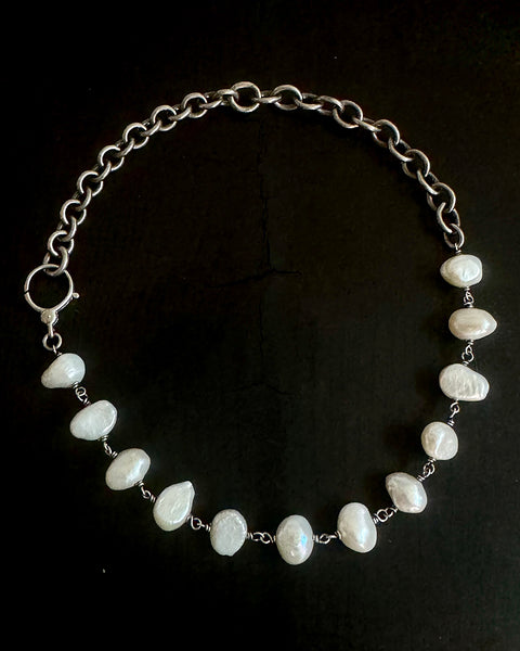 One of a Kind White Pearl Choker Necklace