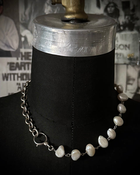 One of a Kind White Pearl Choker Necklace
