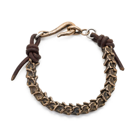 Rattlesnake Vertebrae Mens Bracelet | Designer Jewellery Leather Brace-Bracelet
