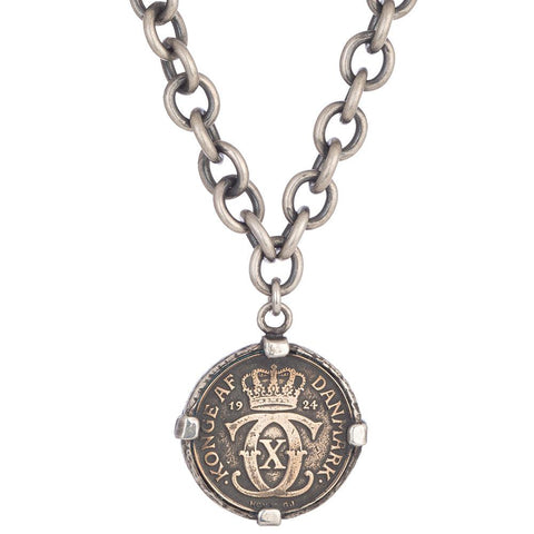 Solid Silver Danish Coin Neklace | Chain Pendants Designer Jewellery-Necklace