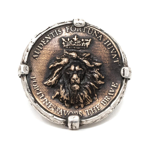 Solid Silver Wrapped Bronze Coin Ring | King Lion Designer Jewellery-Ring