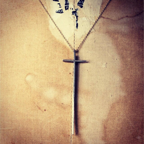 Long Sabre Cross | Chain Pendant Necklace Designer Jewellery-Necklace